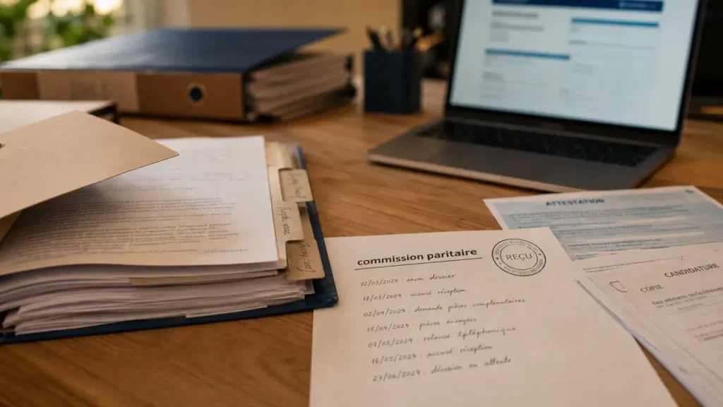 Commission paritaire Pôle emploi avis favorable : dossier clair avec preuves et chronologie