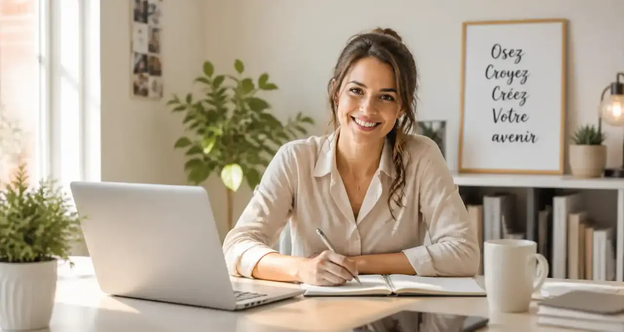 Femme engagée dans un projet de reconversion professionnelle en formation continue