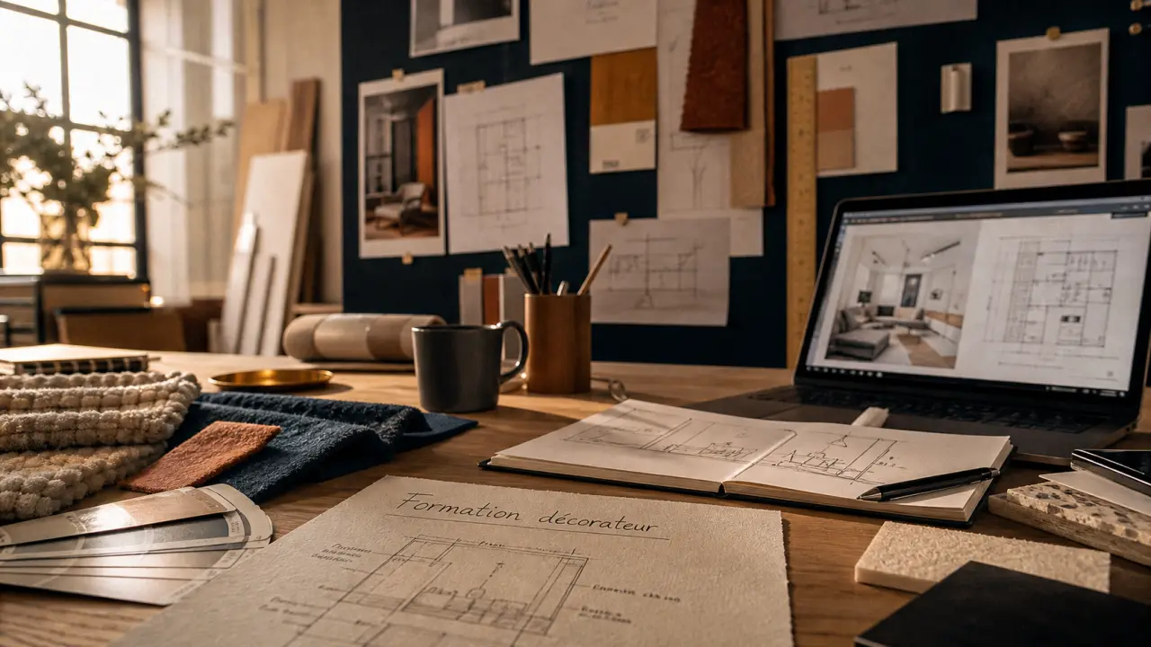 Formation decorateur interieur : atelier design, carnet croquis et tissus