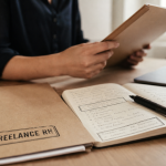 Freelance rh : dossier recrutement, relations sociales et formation sur table de travail
