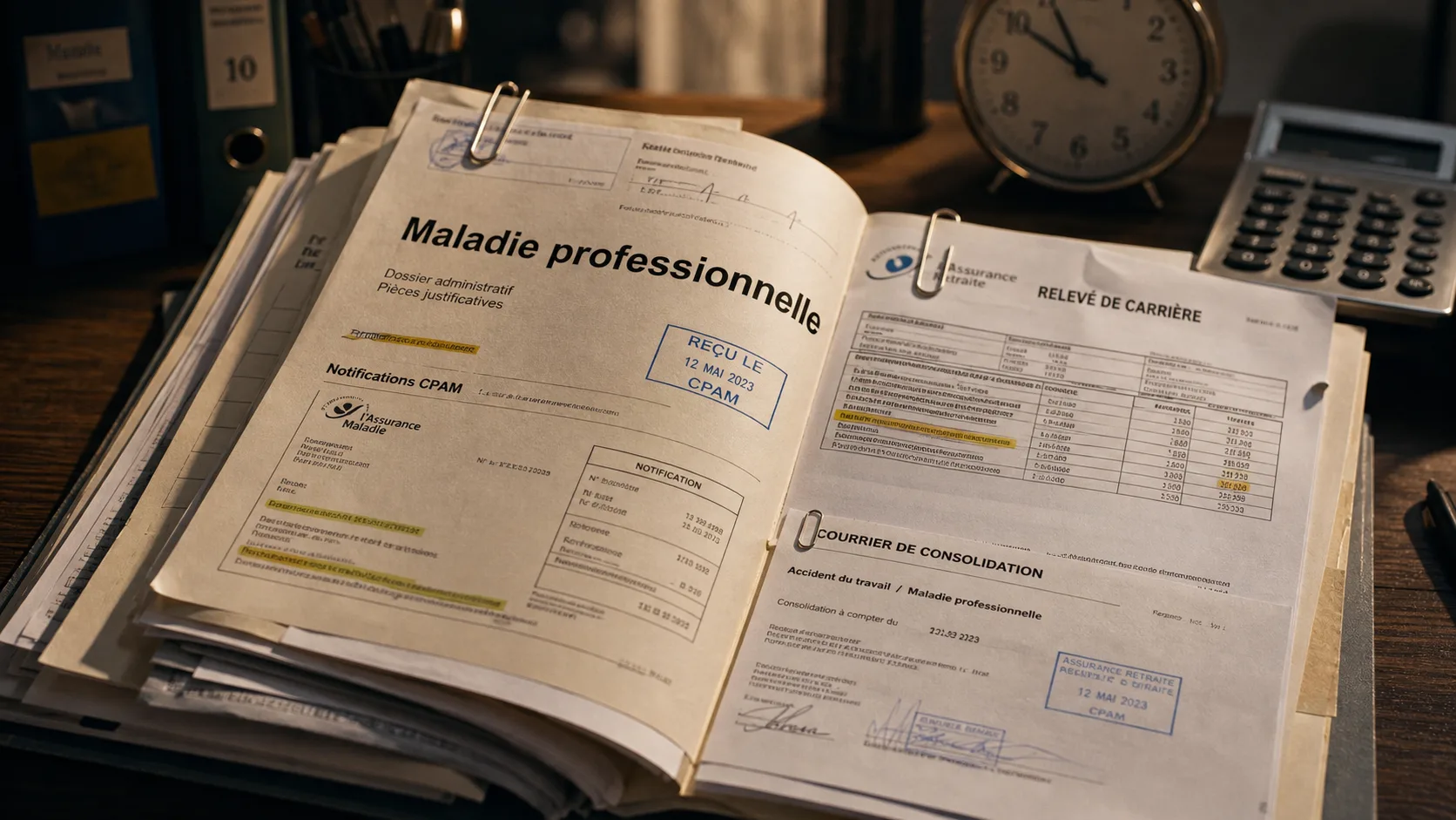 Maladie professionnelle retraite : dossiers CPAM et retraite à 10 %, 20 % et 60 ans