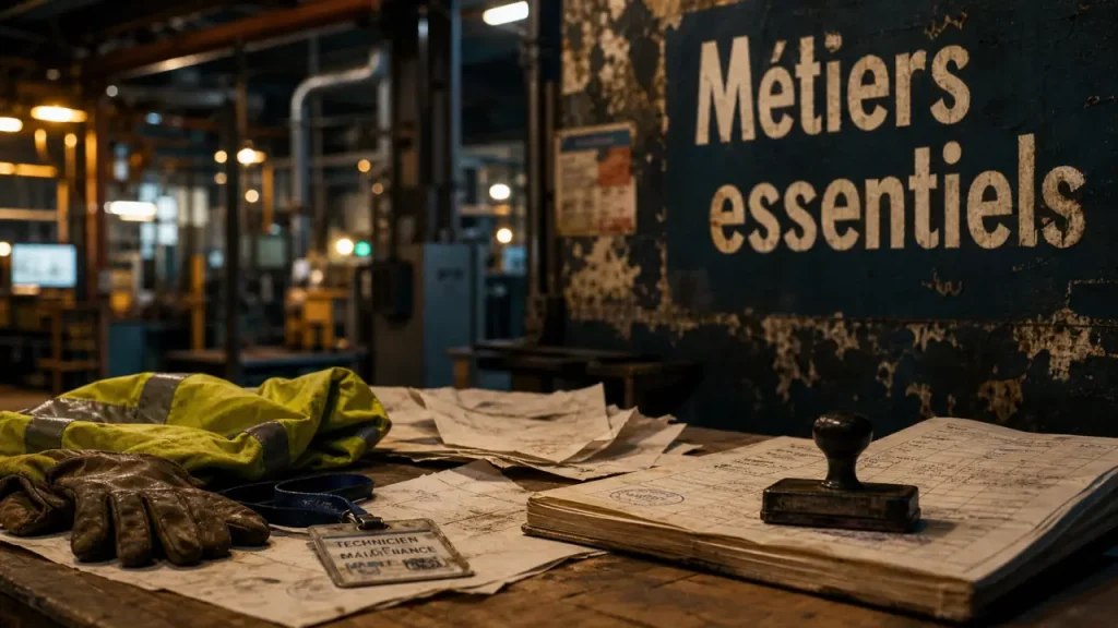 Top 10 des métiers que personne ne veut faire : métiers essentiels, atelier industriel et documents de travail