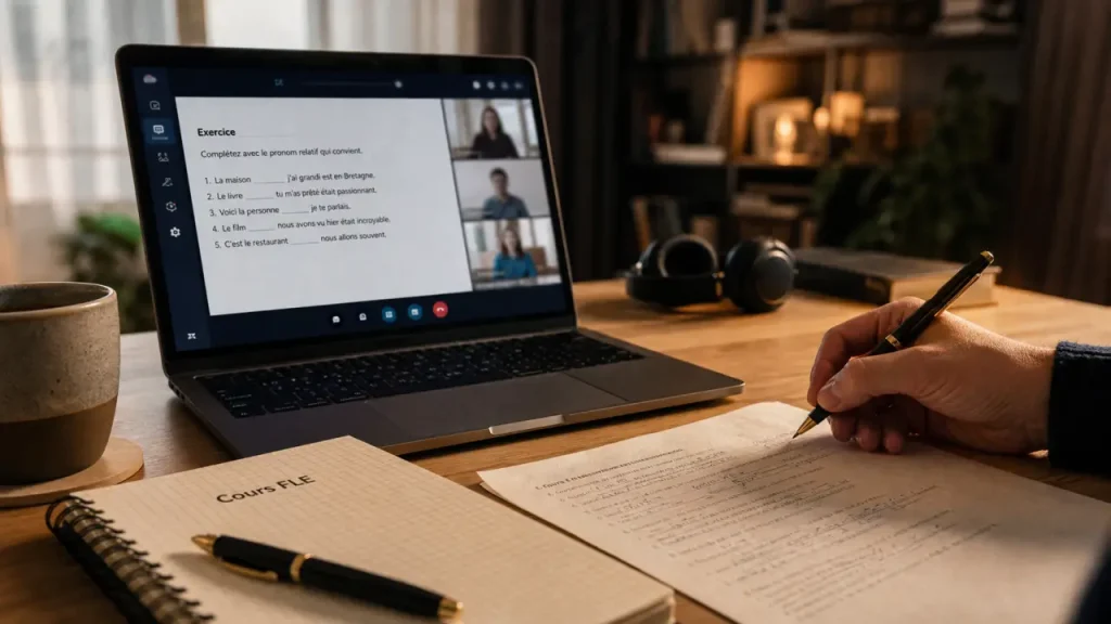 Donner des cours de français à des étrangers en ligne : correction d’exercices FLE sur visioconférence