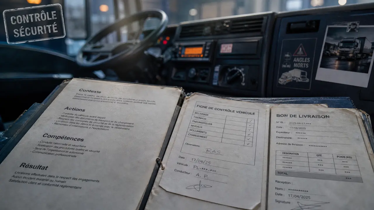 Dossier professionnel exemple rempli permis c : contrôle sécurité et preuves