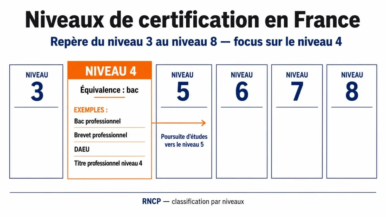 Formation niveau 4 : équivalence bac, diplômes et débouchés