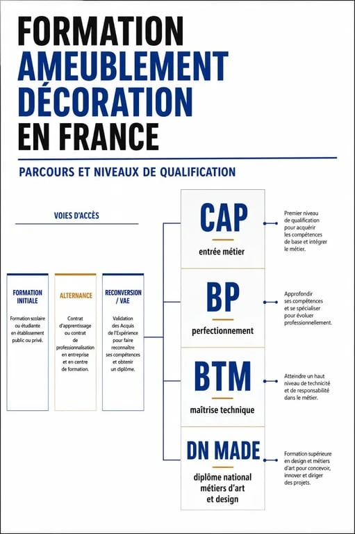 Formation ameublement décoration : parcours CAP, BP, BTM et DN MADE