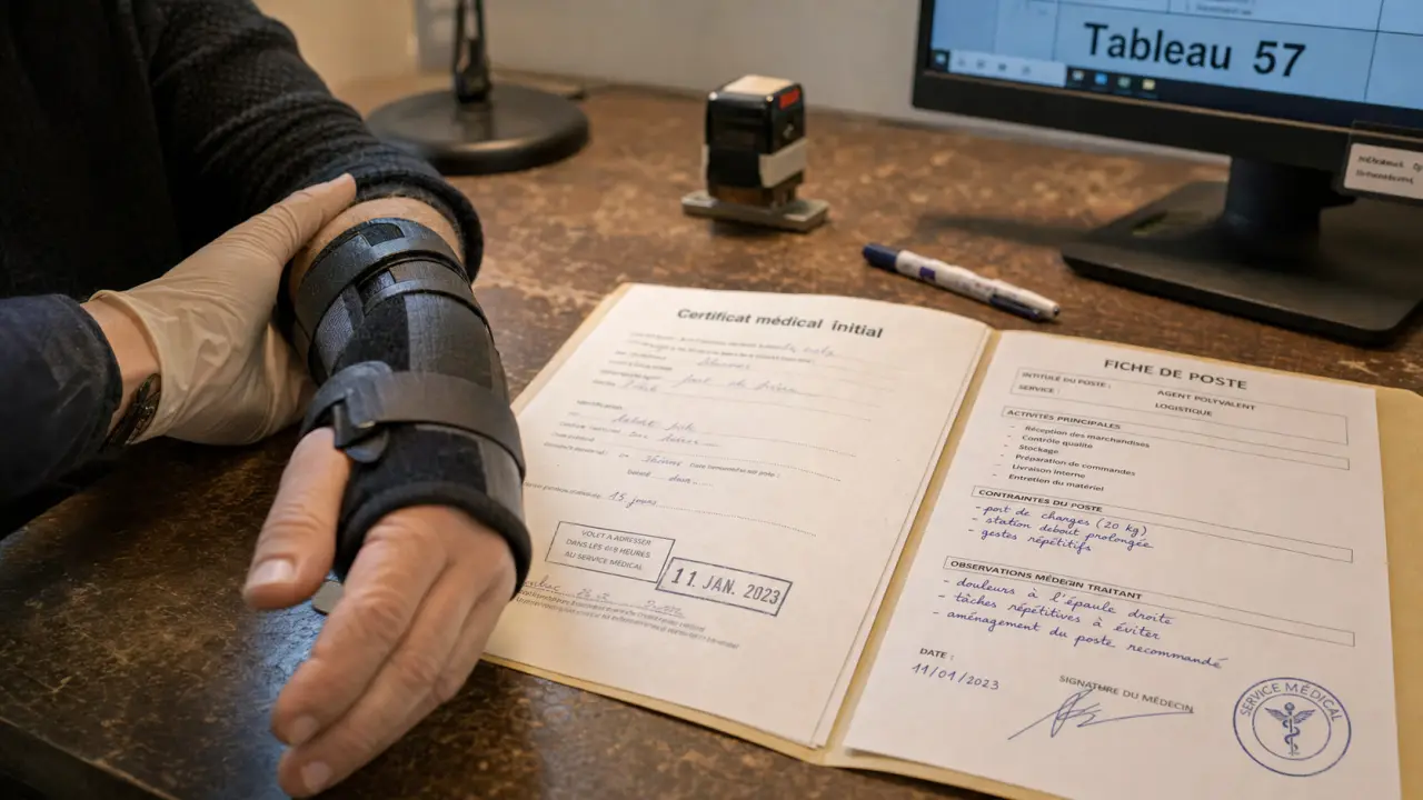 Maladie professionnelle canal carpien : indemnités et certificat médical