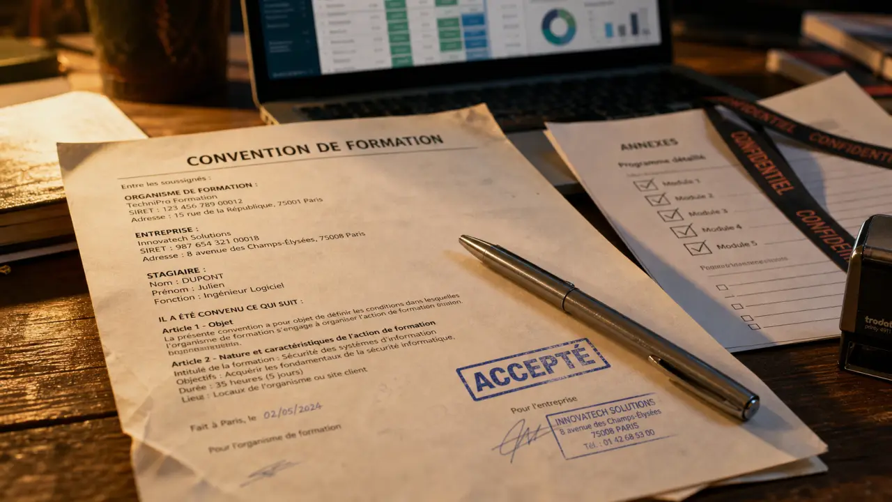 Modèle de convention de formation avec mentions obligatoires et Qualiopi