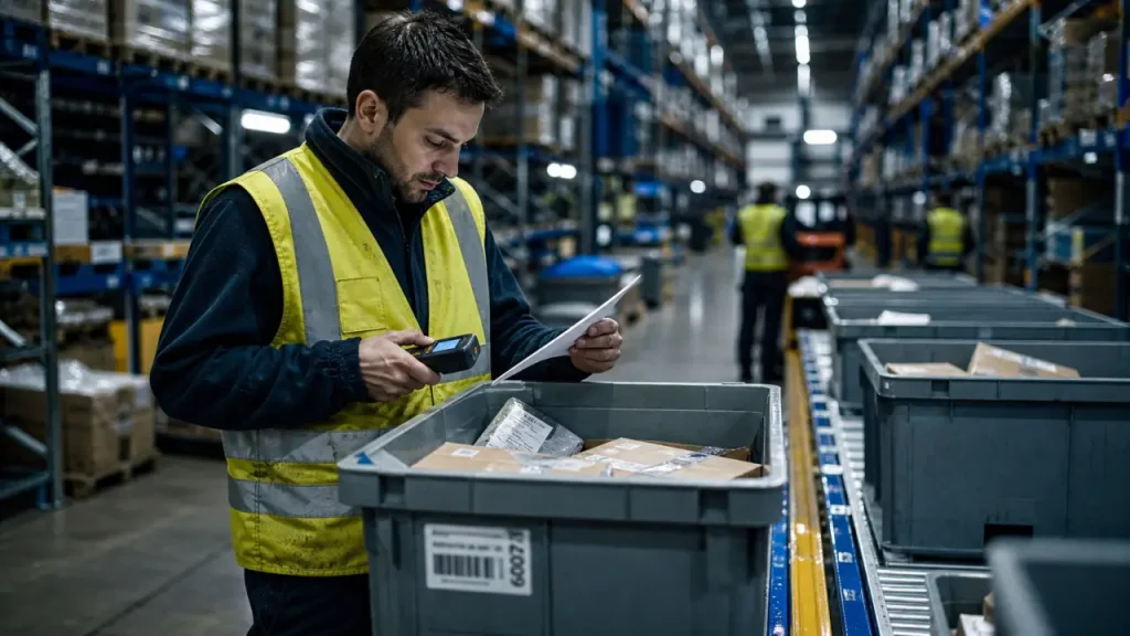 Préparateur de commande fiche métier : scanne code-barres en entrepôt logistique