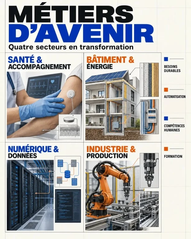 Infographie sur les métiers d’avenir et les secteurs qui recrutent