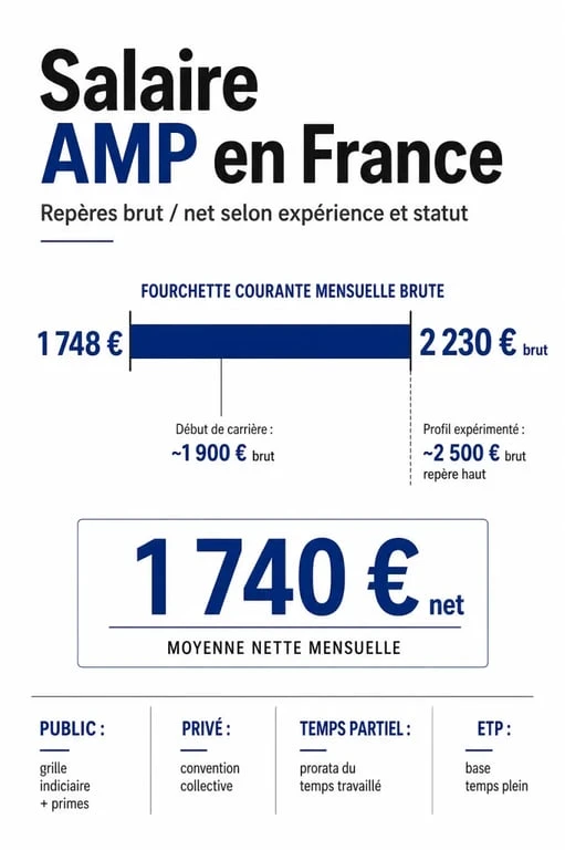 Salaire amp : comparaison visuelle brut, net, public, privé et temps partiel