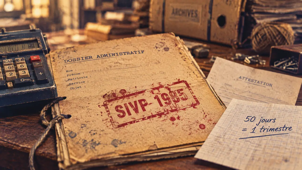 Validation trimestres retraite formation professionnelle en 1985 SIVP, dossier d’archive