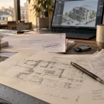 Formation architecte reconversion HMONP : plans d’architecture et BIM sur ordinateur