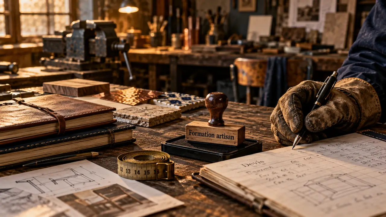 Reconversion artisanat : test du métier en atelier, table de devis et outils